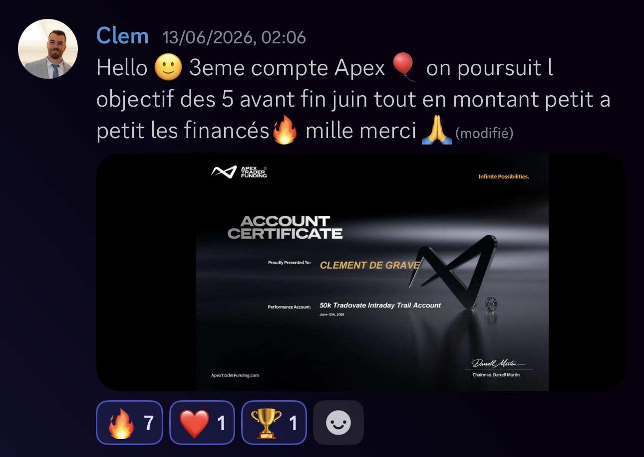 Clem — 3e compte Apex 50K validé chez Pulse-US