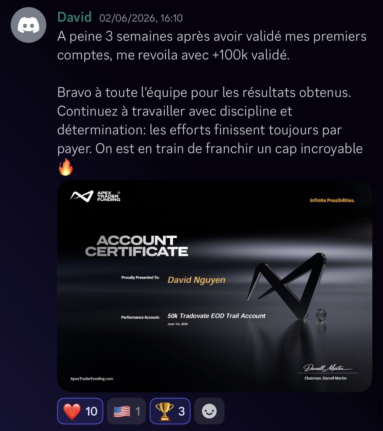 David N. — +100K validé Apex validé chez Pulse-US