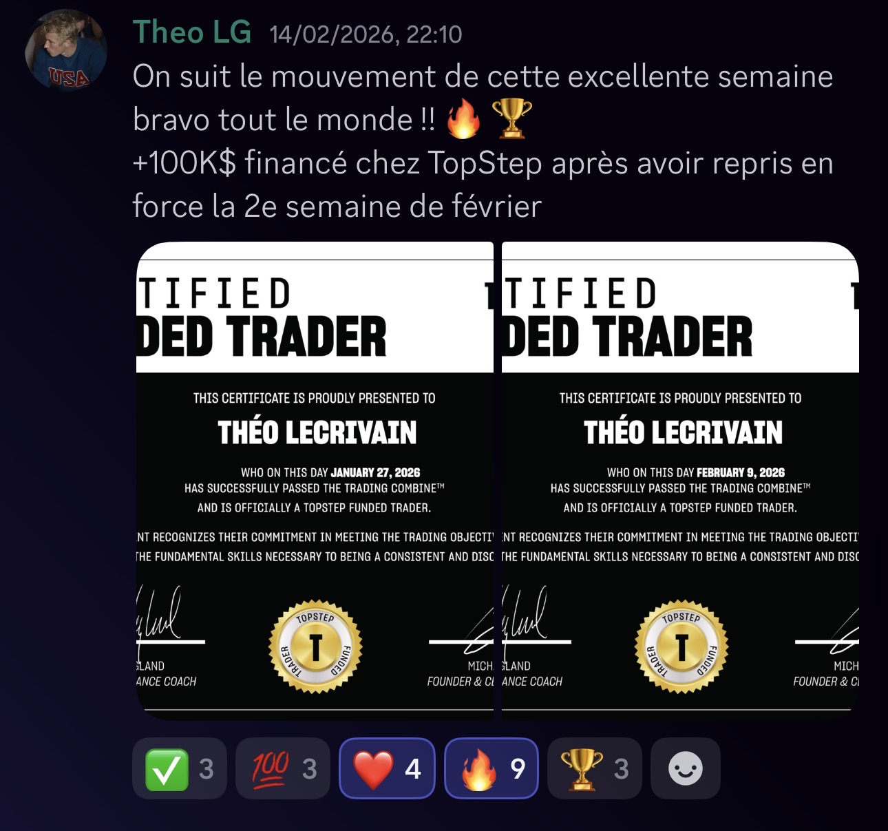 Théo LG — +100K TopStep validé chez Pulse-US