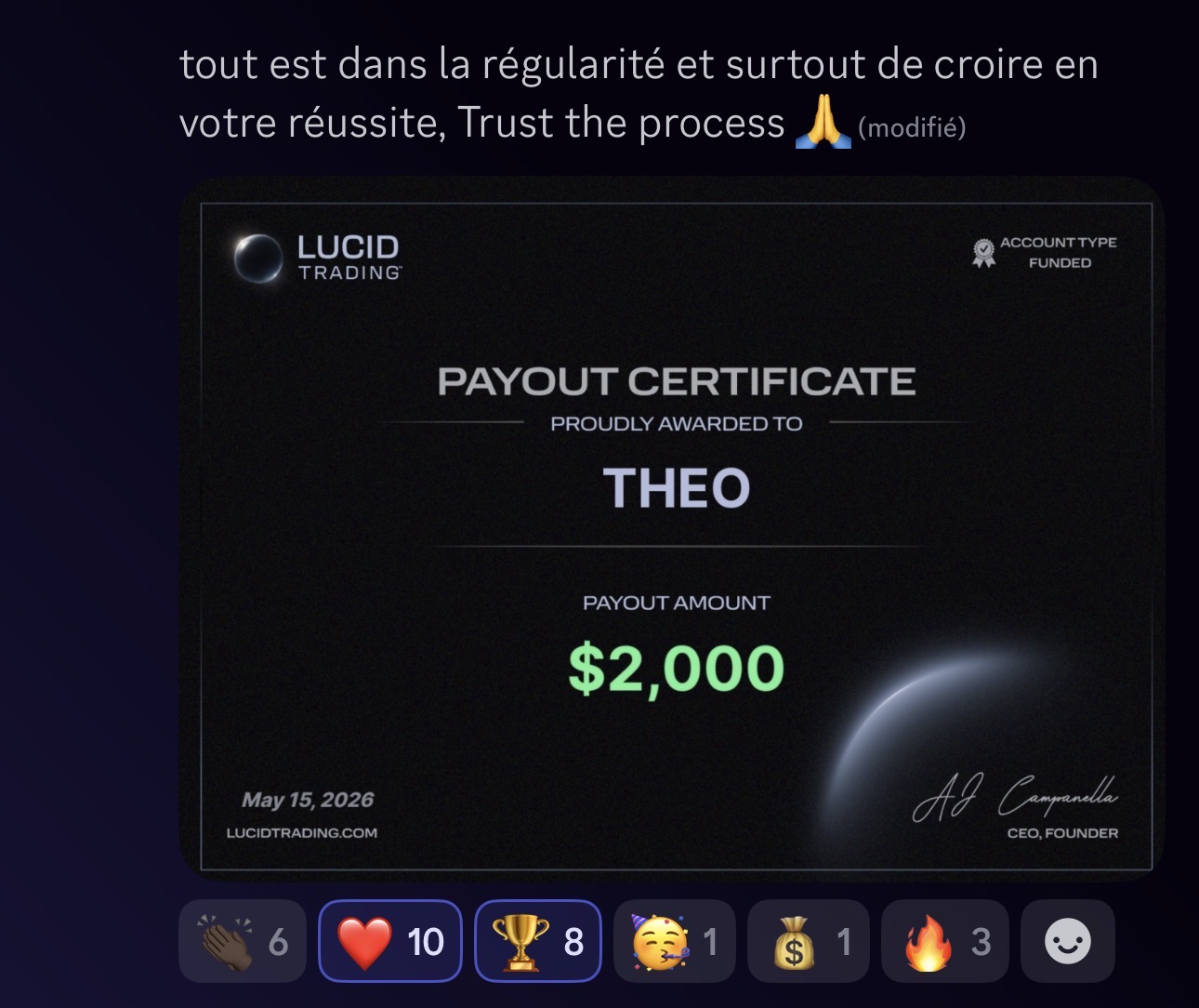 Théo — 2 000$ Lucid Trading validé chez Pulse-US